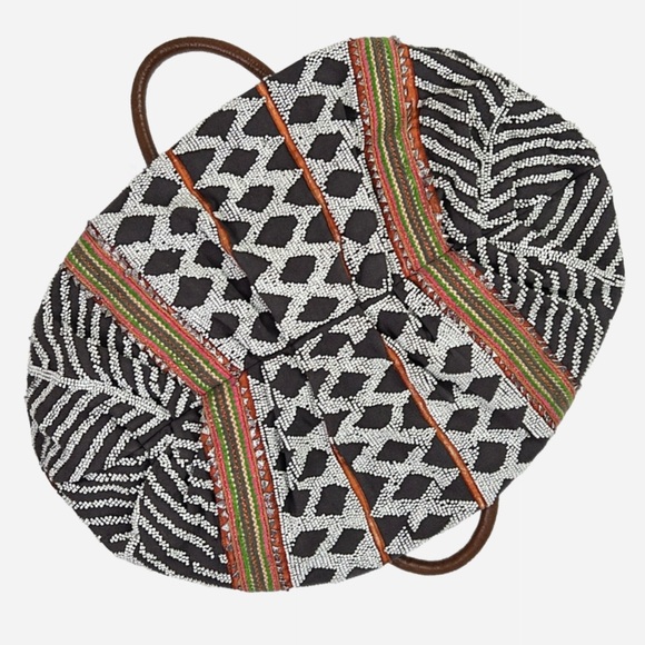 Anthropologie Lucky Penny Beaded Boho Geometry Bag Purse Tote - Picture 7 of 12